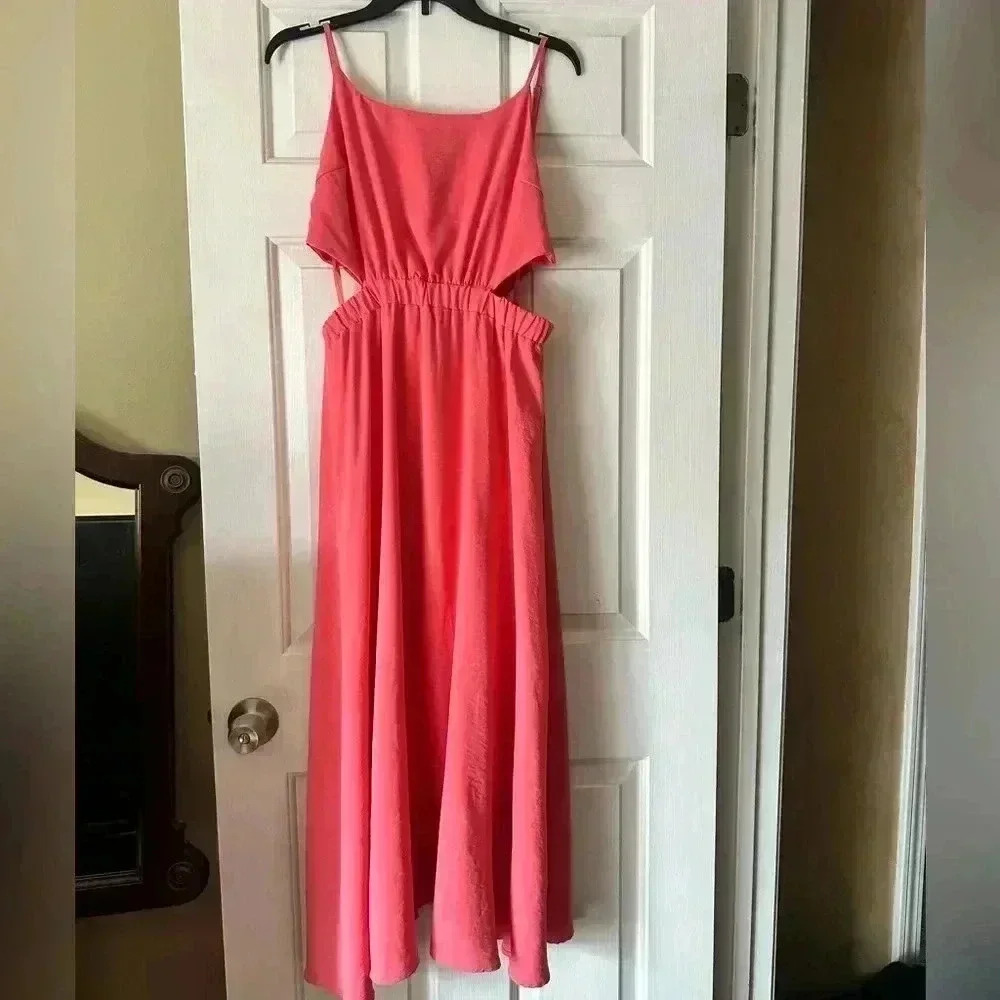 Coral Cut-out Maxi Dress
